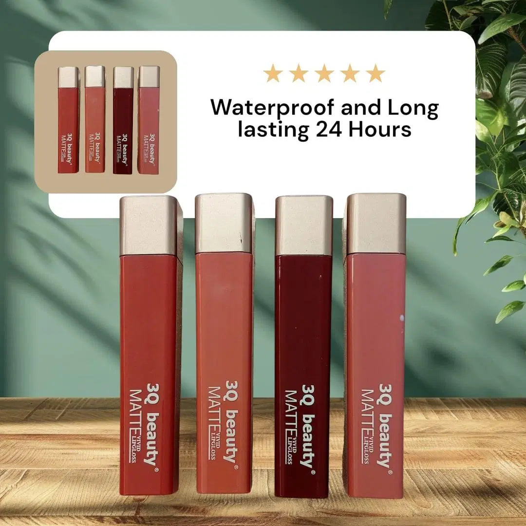 Waterproof Matt Lip Gloss - Pack Of 4