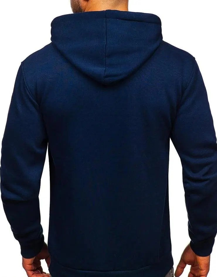 Men's Stitched Fleece Plain Hoodie, Blue