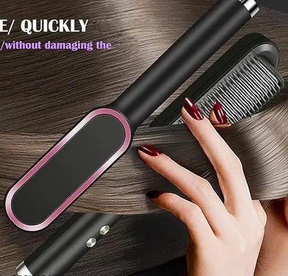 2-in-1 Hair Straightener Iron Brush Straight Hair Comb Curling Professional Styling Brush For Women